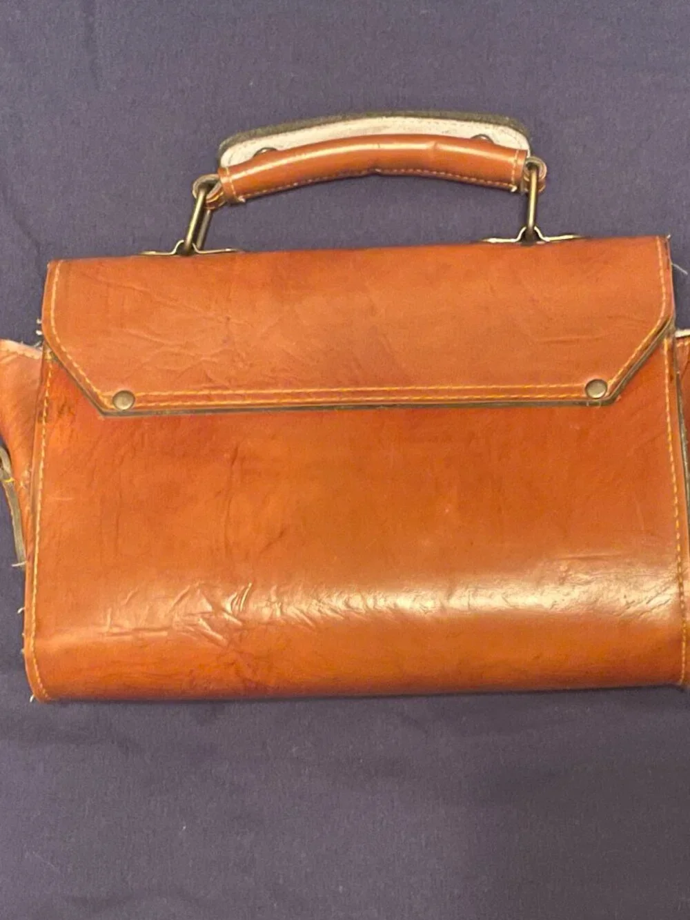 RARE! Vintage Leather Satchel Purse | Unique Hardware